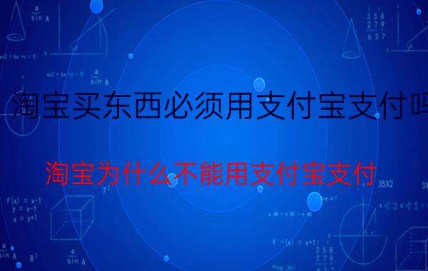 淘宝买东西必须用支付宝支付吗 淘宝为什么不能用支付宝支付？